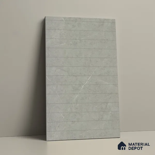 Grey Marble Look LM 02807 Cementro Light 8 ft x 4 ft Thermal Stone Edge Finish Decorative Laminate - 1 mm | Suitable for TV Unit, Wardrobe, Kitchen Cabinets