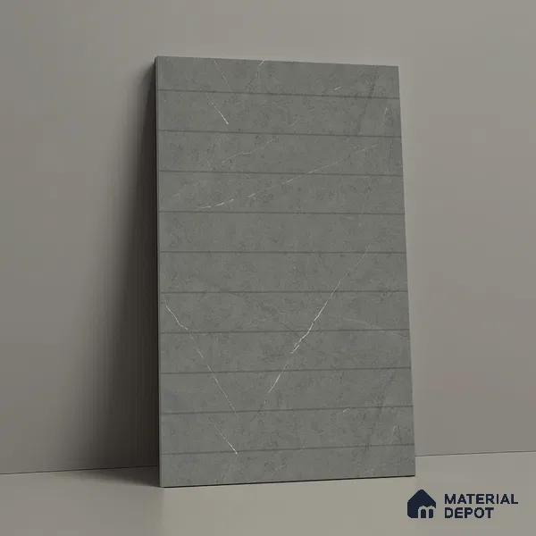 Grey Marble Look LM 02809 Cementro Dark 8 ft x 4 ft Thermal Stone Edge Finish Decorative Laminate - 1 mm | Suitable for TV Unit, Wardrobe, Kitchen Cabinets
