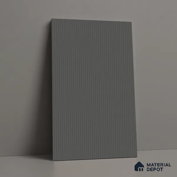Charcoal Grey Fluted Solid Color Look LM 02843 Trout 8 ft x 4 ft Bamboo Channel Finish Decorative Laminate - 1 mm | Suitable for TV Unit, Wardrobe, Kitchen Cabinets