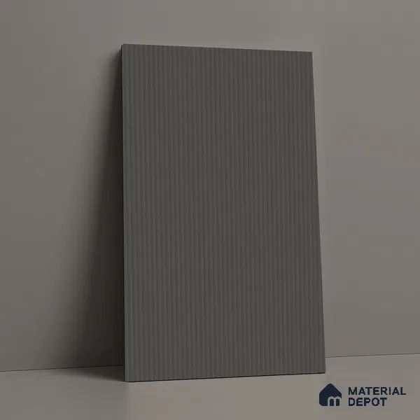 Dark Charcoal Grey Fluted Solid Color Look LM 02844 Dark 8 ft x 4 ft Bamboo Channel Finish Decorative Laminate - 1 mm | Suitable for TV Unit, Wardrobe, Kitchen Cabinets