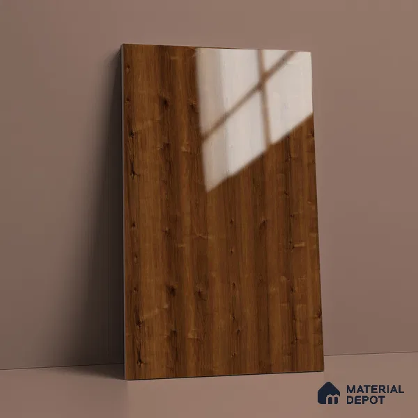 Wooden Look LM 02958 Rusted Maple 8 ft x 4 ft High Gloss Finish Decorative Laminate - 1 mm | Suitable for TV Unit, Wardrobe, Kitchen Cabinets
