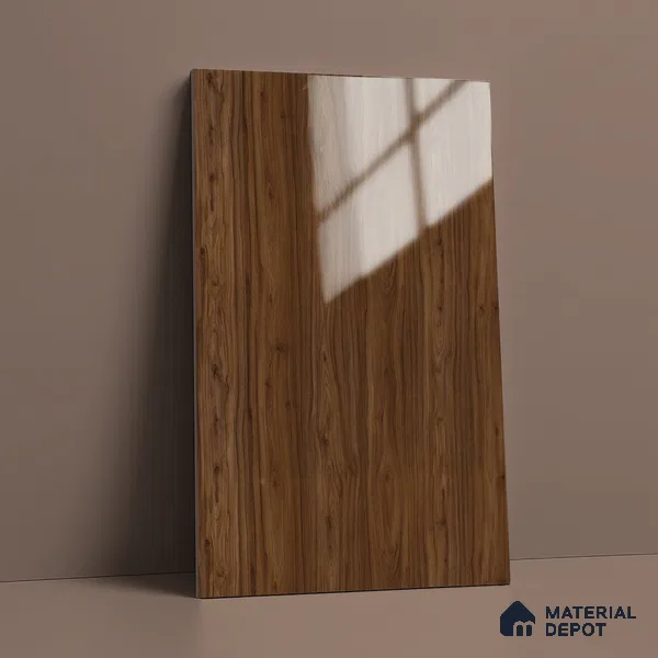 Wooden Look LM 02959 Amber Wooden 8 ft x 4 ft High Gloss Finish Decorative Laminate - 1 mm | Suitable for TV Unit, Wardrobe, Kitchen Cabinets