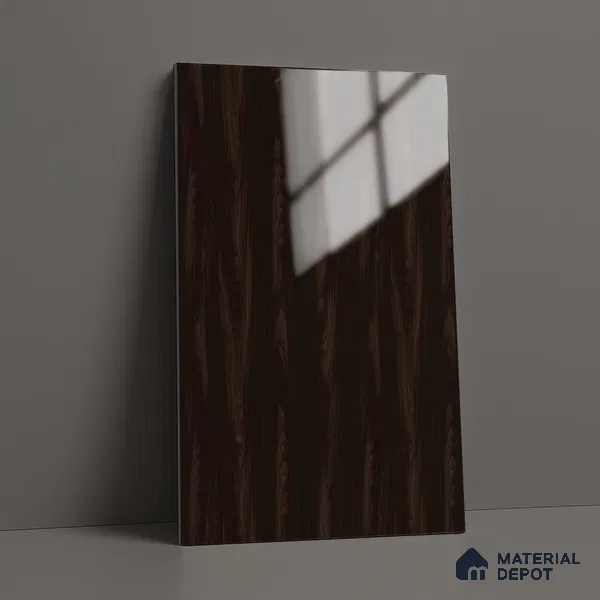 Wooden Look LM 02963 Santana Black 8 ft x 4 ft High Gloss Finish Decorative Laminate - 1 mm | Suitable for TV Unit, Wardrobe, Kitchen Cabinets