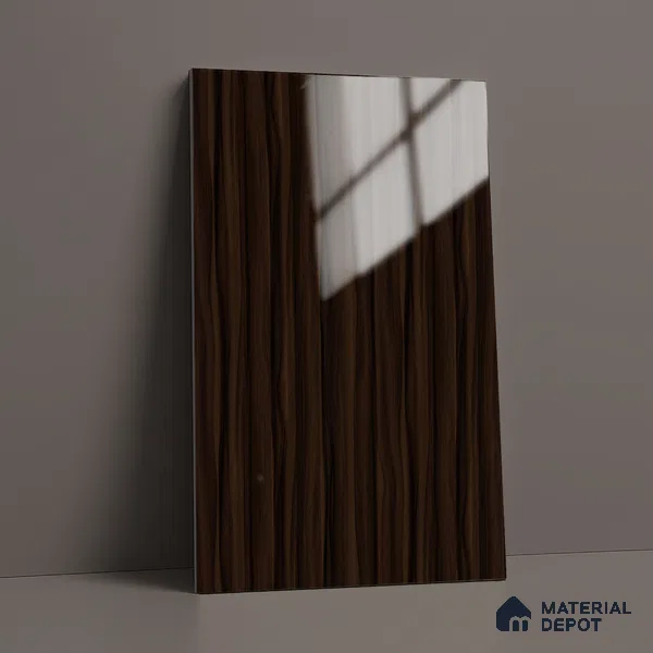 Wooden Look LM 02966 Smoke Walnut 8 ft x 4 ft High Gloss Finish Decorative Laminate - 1 mm | Suitable for TV Unit, Wardrobe, Kitchen Cabinets