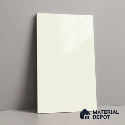 Beige Solid Colors Look LM 03031 Egg White 8 ft x 4 ft Extra Glossy Finish Decorative Laminate - 1 mm | Suitable for Living Room, Kitchen, Office