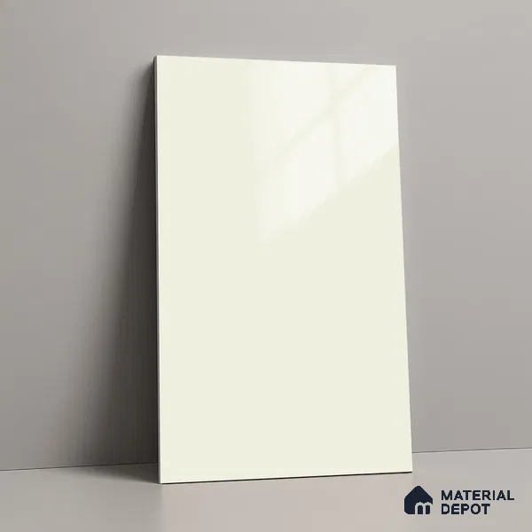 Beige Solid Colors Look LM 03031 Egg White 8 ft x 4 ft Extra Glossy Finish Decorative Laminate - 1 mm | Suitable for Living Room, Kitchen, Office