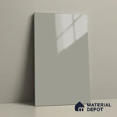 Grey Solid Colors Look LM 03032 Light Grey 8 ft x 4 ft Extra Glossy Finish Decorative Laminate - 1 mm | Suitable for Living Room, Kitchen, Office