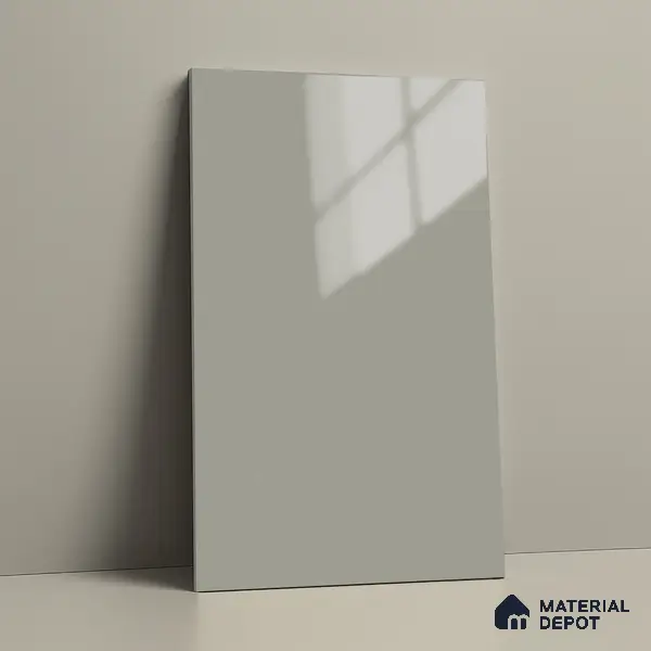 Grey Solid Colors Look LM 03032 Light Grey 8 ft x 4 ft Extra Glossy Finish Decorative Laminate - 1 mm | Suitable for Living Room, Kitchen, Office