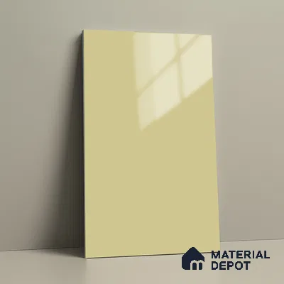 Creamy Beige Solid Colors Look LM 03034 Creama 8 ft x 4 ft Extra Glossy Finish Decorative Laminate - 1 mm | Suitable for Living Room, Kitchen, Office