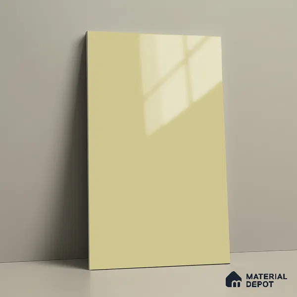 Creamy Beige Solid Colors Look LM 03034 Creama 8 ft x 4 ft Extra Glossy Finish Decorative Laminate - 1 mm | Suitable for Living Room, Kitchen, Office