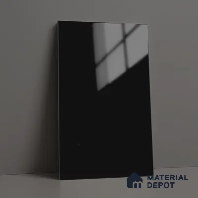 Black Solid Colors Look LM 03037 Natural Black 8 ft x 4 ft Extra Glossy Finish Decorative Laminate - 1 mm | Suitable for Living Room, Kitchen, Office