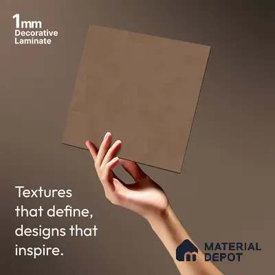 Brown Textured Solid Look LM 01291 8 ft x 4 ft Texture Finish Decorative Laminate - 1 mm | Suitable for TV Unit, Wardrobe, Kitchen Cabinets