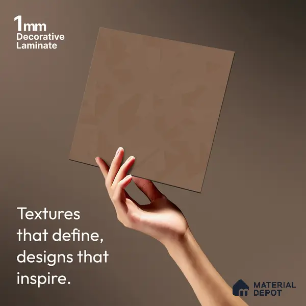 Brown Textured Solid Look LM 01291 8 ft x 4 ft Texture Finish Decorative Laminate - 1 mm | Suitable for TV Unit, Wardrobe, Kitchen Cabinets