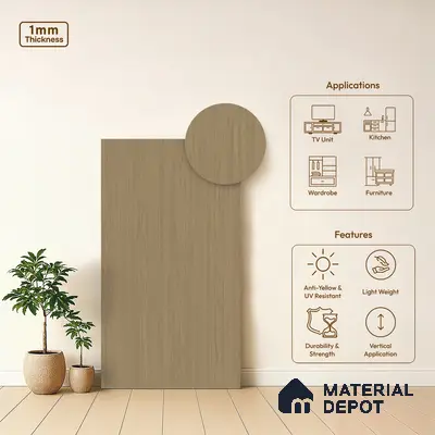 Wooden Look LM 01616 Dark Cedar 8 ft x 4 ft Texture Finish Decorative Laminate - 1 mm | Suitable for TV Unit, Wardrobe, Kitchen Cabinets