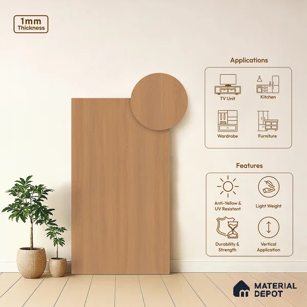 Wooden Look LM 15530 Calandis Oak 8 ft x 4 ft Matte Finish Decorative Laminate - 1 mm | Suitable for TV Unit, Wardrobe, Kitchen Cabinets