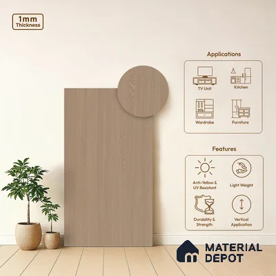 Wooden Look LM 15540 Moore Honey 8 ft x 4 ft Matte Finish Decorative Laminate - 1 mm | Suitable for TV Unit, Wardrobe, Kitchen Cabinets