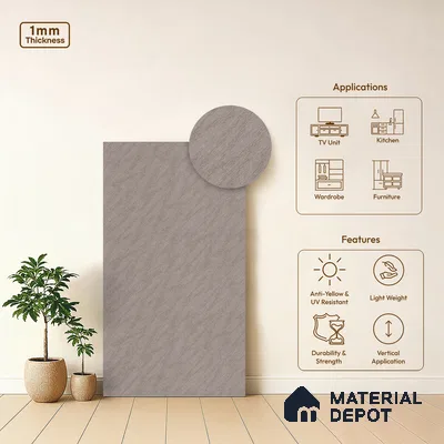 Fabric Look LM 15547 Cotton Sketch Brown 8 ft x 4 ft Matte Finish Decorative Laminate - 1 mm | Suitable for TV Unit, Wardrobe, Kitchen Cabinets
