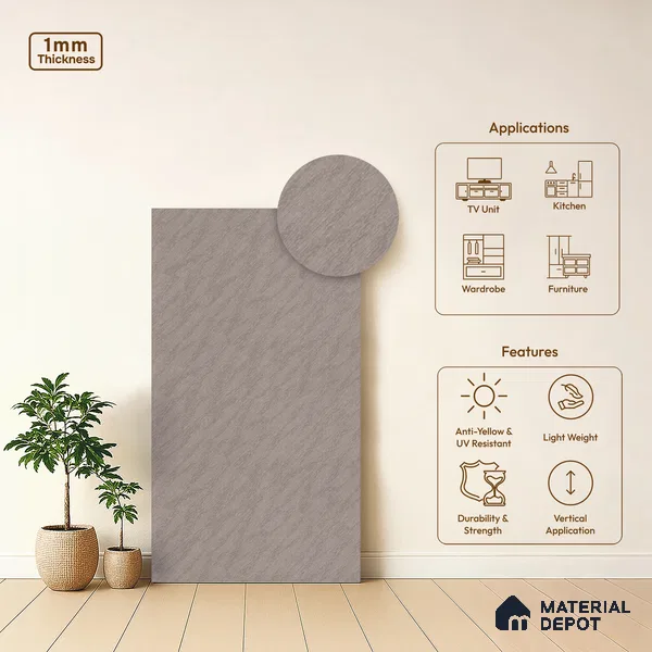 Fabric Look LM 15547 Cotton Sketch Brown 8 ft x 4 ft Matte Finish Decorative Laminate - 1 mm | Suitable for TV Unit, Wardrobe, Kitchen Cabinets