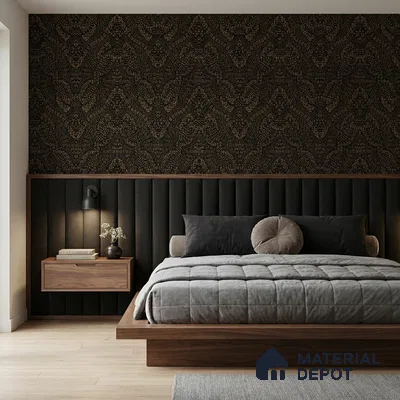 601 | Black & Gold Paisley Damask Patterned Wallpaper - 9.5 Meter x 21 Inch, 55 Sq. Ft.