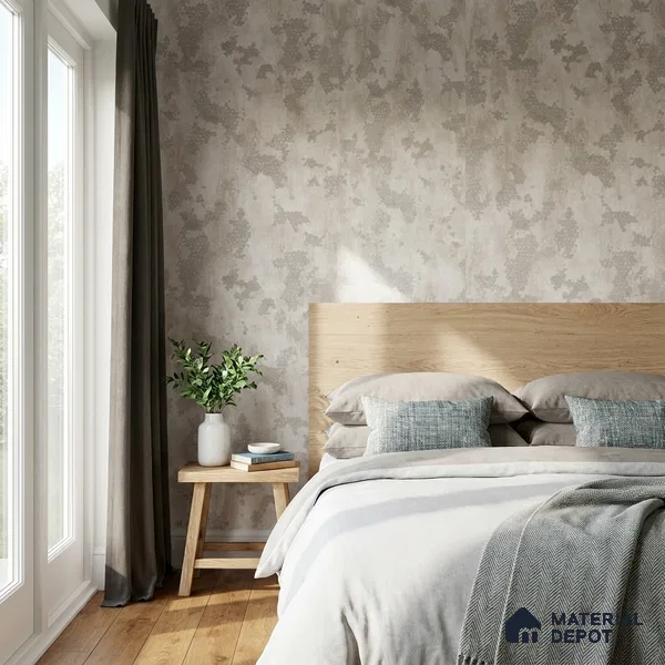 652 | Cream Patchy Plaster Patterned Wallpaper - 9.5 Meter x 21 Inch, 55 Sq. Ft.