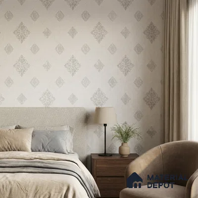 659 | White Grey Diamond Damask Patterned Wallpaper - 9.5 Meter x 21 Inch, 55 Sq. Ft.