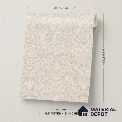 602 | Sand Beige Lace Damask Patterned Wallpaper - 9.5 Meter x 21 Inch, 55 Sq. Ft.