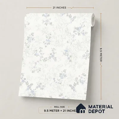 629 | White & Blue Ditsy Patterned Wallpaper - 9.5 Meter x 21 Inch, 55 Sq. Ft.