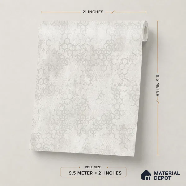 640 | Light Grey Beige Honeycomb Patterned Wallpaper - 9.5 Meter x 21 Inch, 55 Sq. Ft.