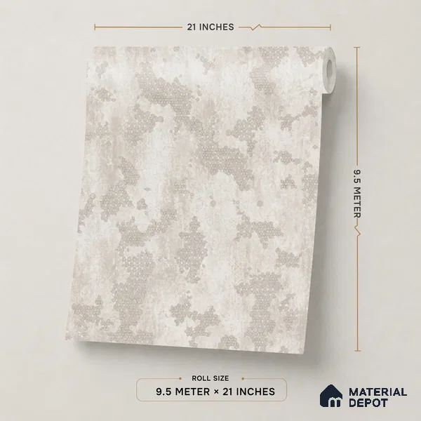 652 | Cream Patchy Plaster Patterned Wallpaper - 9.5 Meter x 21 Inch, 55 Sq. Ft.