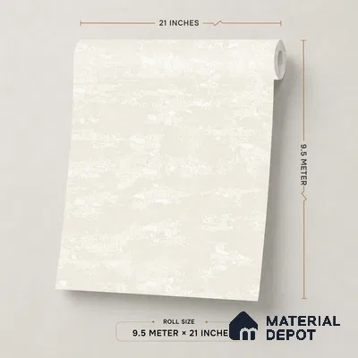 666 | White Cream Bark Plaster Patterned Wallpaper - 9.5 Meter x 21 Inch, 55 Sq. Ft.