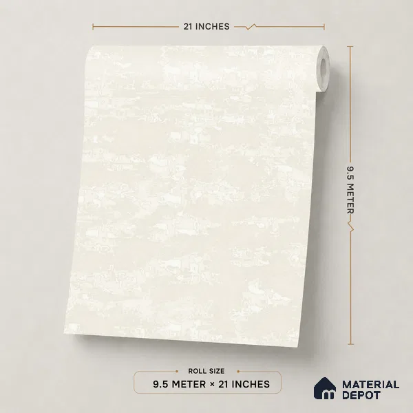 666 | White Cream Bark Plaster Patterned Wallpaper - 9.5 Meter x 21 Inch, 55 Sq. Ft.