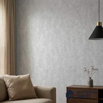 613 | Silver Fine Cloud Plaster Patterned Wallpaper - 9.5 Meter x 21 Inch, 55 Sq. Ft.