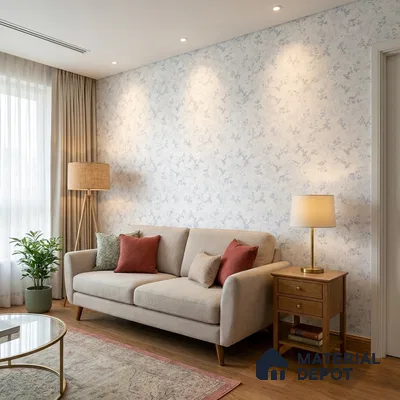 629 | White & Blue Ditsy Patterned Wallpaper - 9.5 Meter x 21 Inch, 55 Sq. Ft.