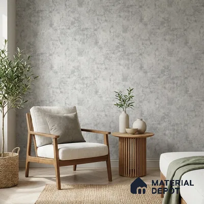 639 | Charcoal Mottled Plaster Patterned Wallpaper - 9.5 Meter x 21 Inch, 55 Sq. Ft.