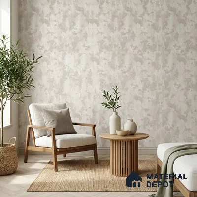 652 | Cream Patchy Plaster Patterned Wallpaper - 9.5 Meter x 21 Inch, 55 Sq. Ft.