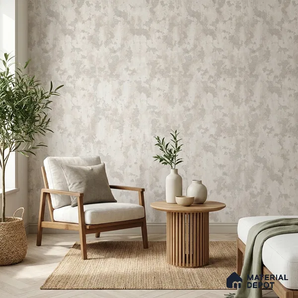 652 | Cream Patchy Plaster Patterned Wallpaper - 9.5 Meter x 21 Inch, 55 Sq. Ft.