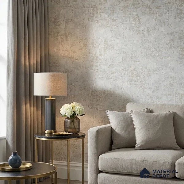 679 | Blue Grey Cloudy Plaster Patterned Wallpaper - 9.5 Meter x 21 Inch, 55 Sq. Ft.