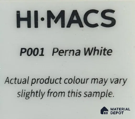 P001 Perna White 12.07 ft x 2.49 ft Bendable Acrylic Solid Surface Corian - 12 mm
