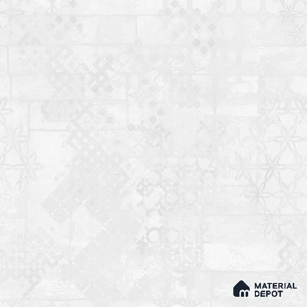 675 | Pale Patchwork Tile Plaster Patterned Wallpaper - 9.5 Meter x 21 Inch, 55 Sq. Ft.