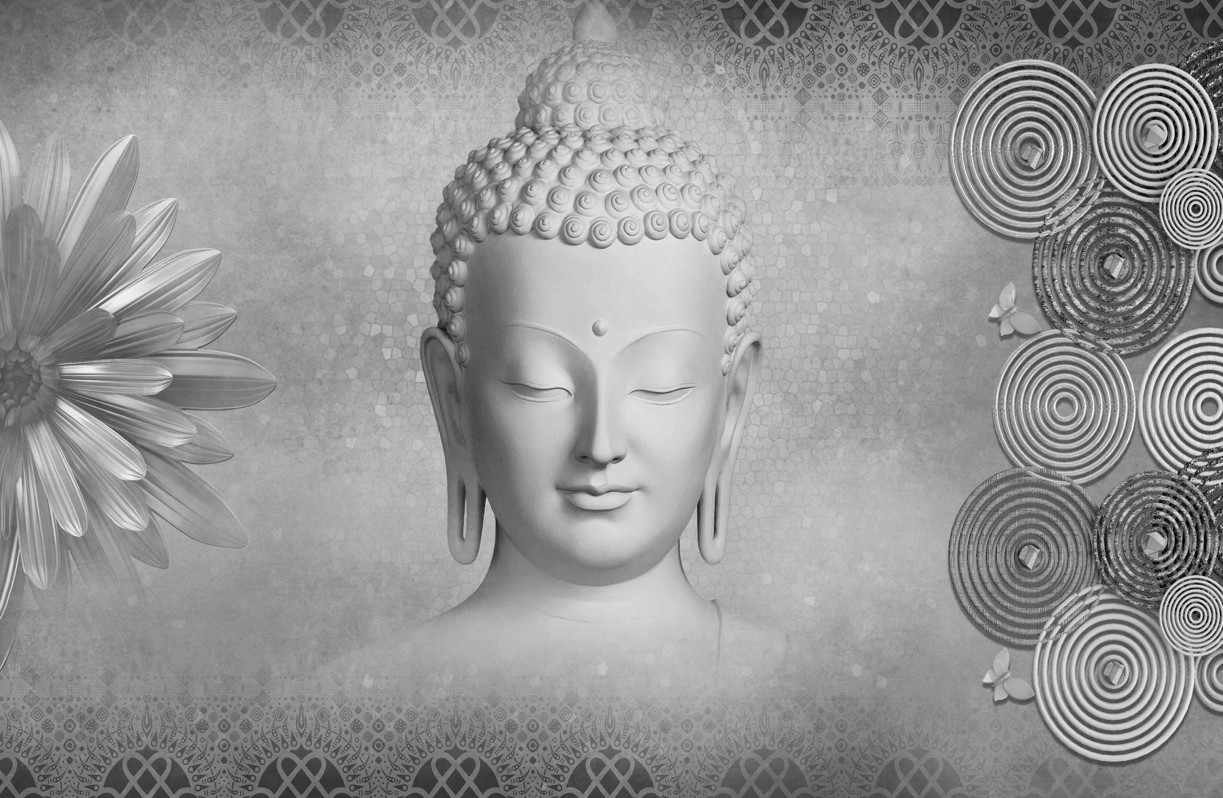 BUD - 12A | Bhuddha Series Abstract Look 40 inches Canvas Paper (Customized Size Wallpaper)