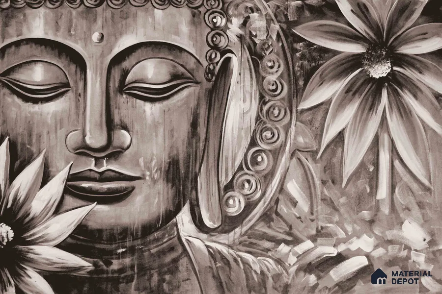 BUD - 25B | Bhuddha Series Abstract Look 52 inches Economy Paper (Customized Size Wallpaper)