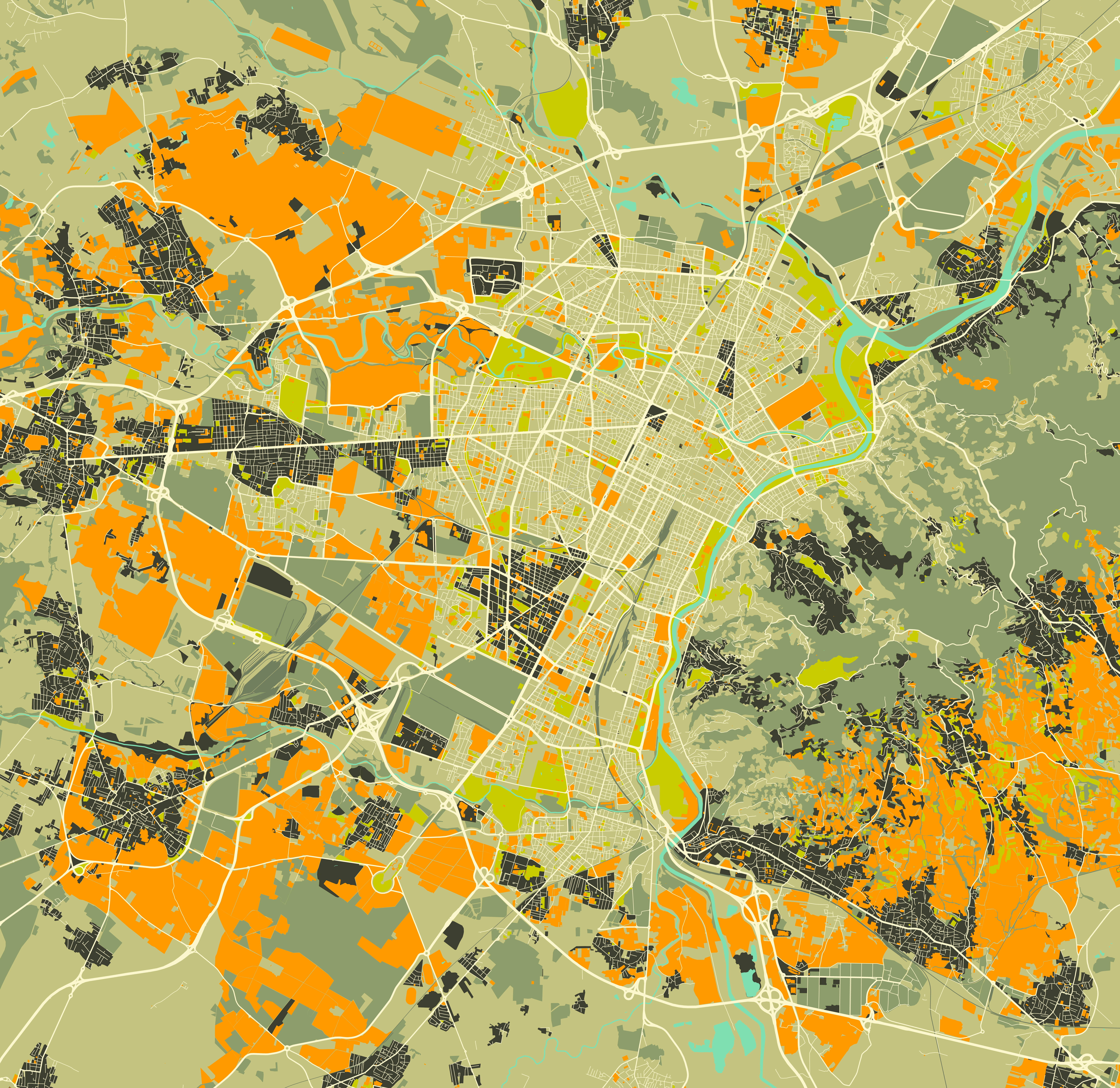 MAP - 15 | Map Series Map Look 40 inches Canvas Paper (Customized Size Wallpaper)