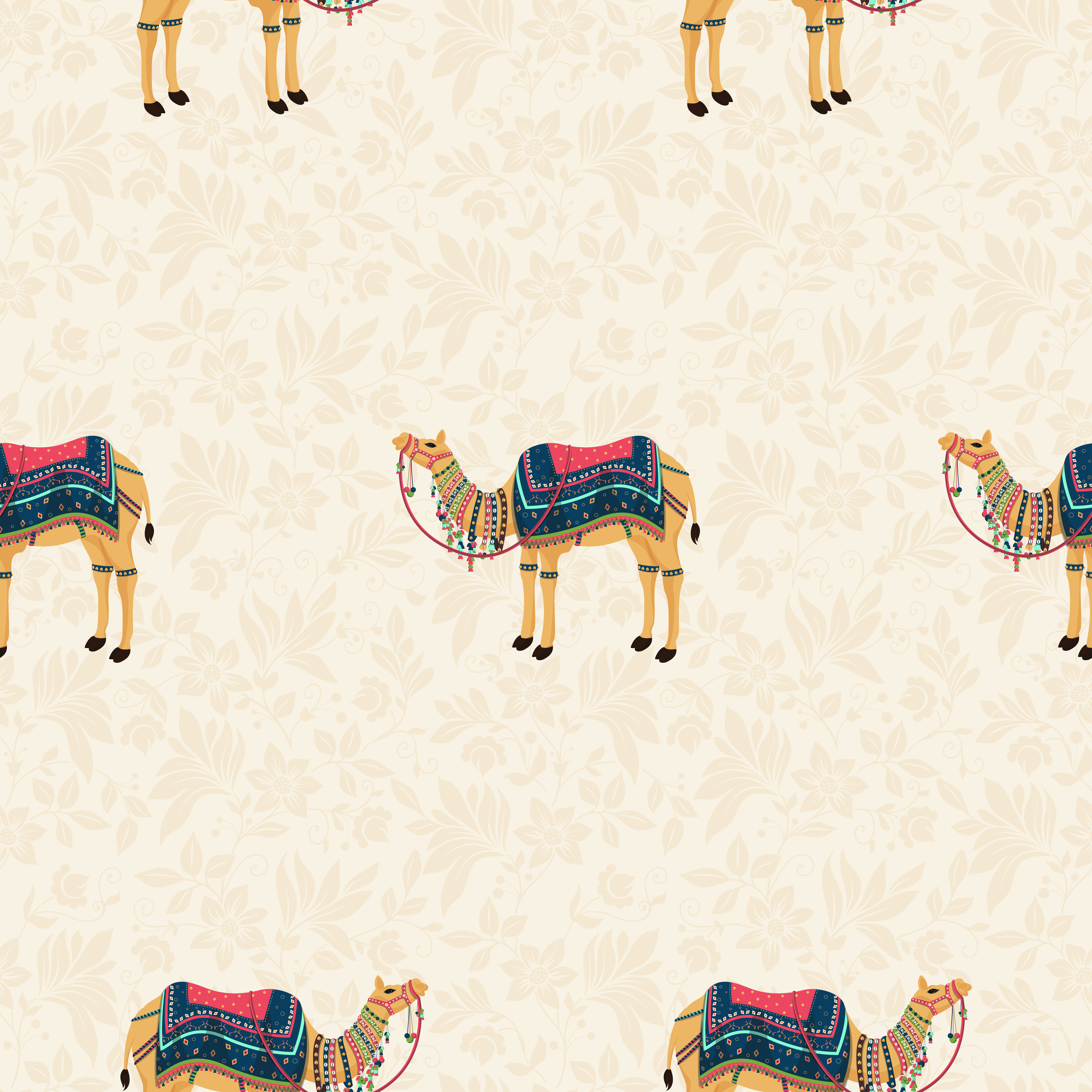 A close-up of a PIC-07 | Pichwai Series Animal Print Look 50 inches Premium Paper (Customized Size Wallpaper) available at Material Depot in Bangalore