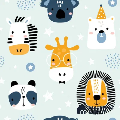 PIND017 | Kid Series Animal Print Look 40 inches Canvas Paper (Customized Size Wallpaper)
