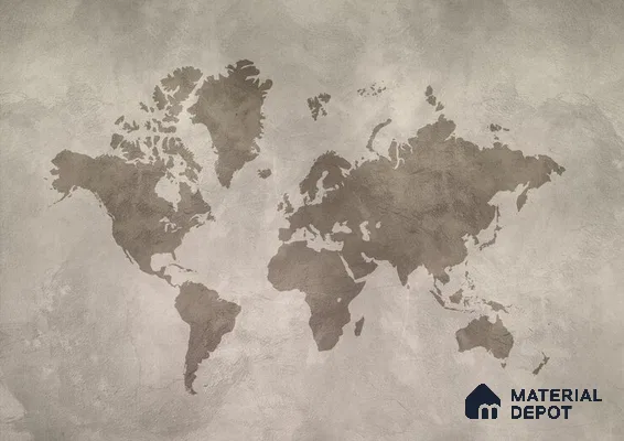 WC04MTF World Map Isolated 39 Inches Fiber Glass Matte Finish Wallcovering (Customised Size Wallpapers)