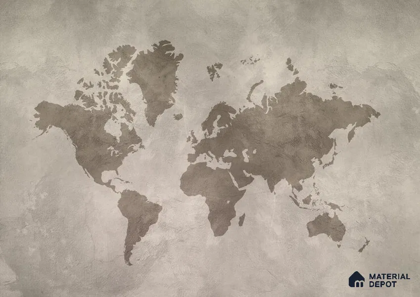 WC04MTF World Map Isolated 39 Inches Fiber Glass Matte Finish Wallcovering (Customised Size Wallpapers)
