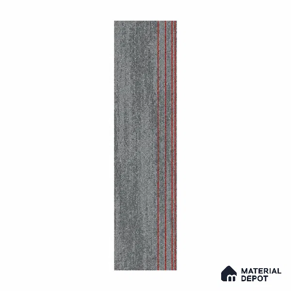 D.Grey/Red Carpet Tile CF 00083 N 25 x 100 cm | E+ Backing 100 % Duratron Nylon - 4.9 mm | 10 Year Carpet Wear Warranty