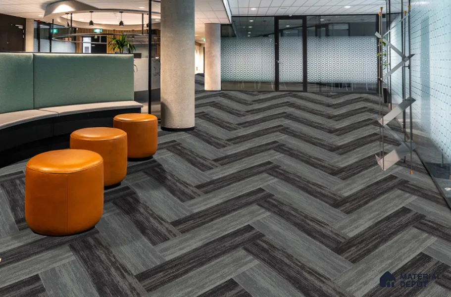 01 Grey 1000x250 mm 100% Nylon/Eco Back Carpet Tile - 4 mm
