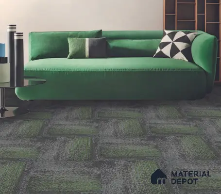 0185- Grey/Green 500x500 mm 100% PP/Eco Back Carpet Tile - 5 mm
