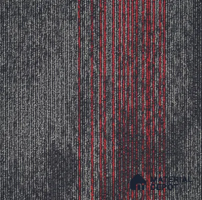 0189 - Black/Red 500x500 mm 100% PP/Eco Back Carpet Tile - 5 mm